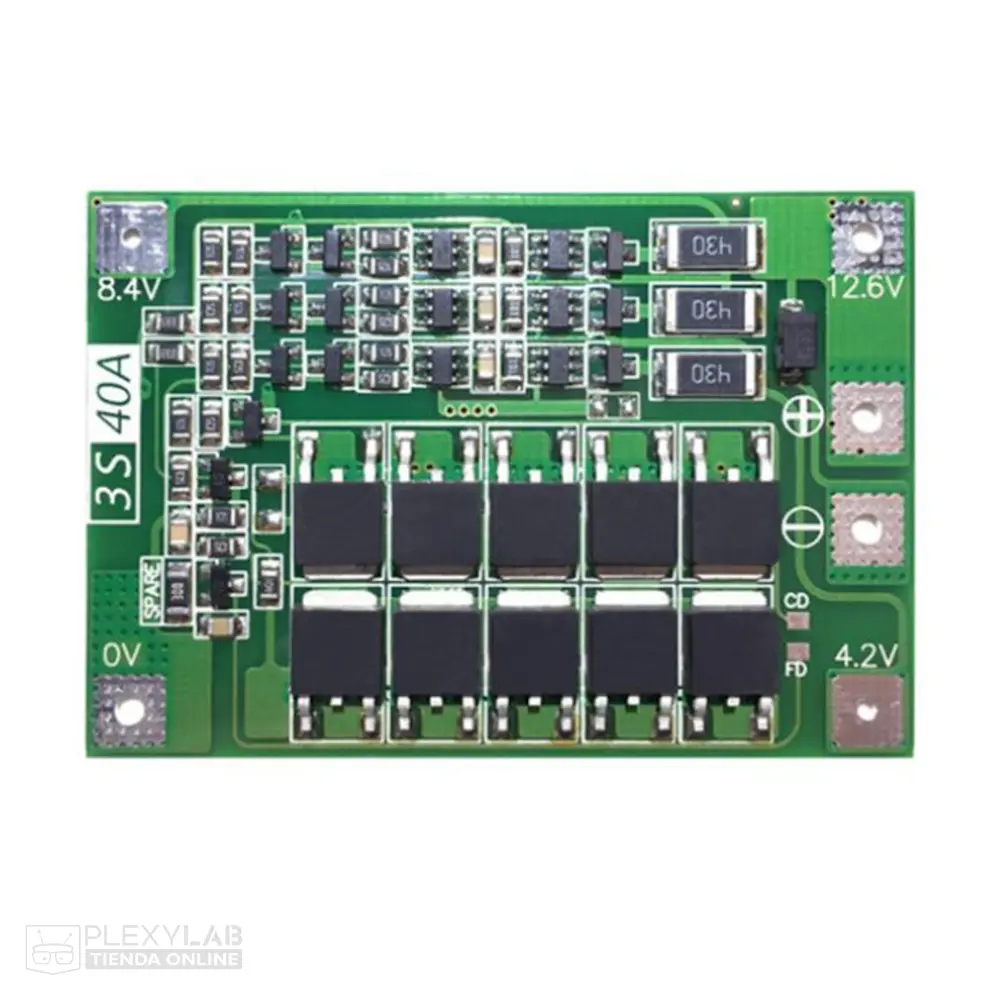 Módulo BMS balanceador y protección de baterías de litio de 3 celdas 3S 40A