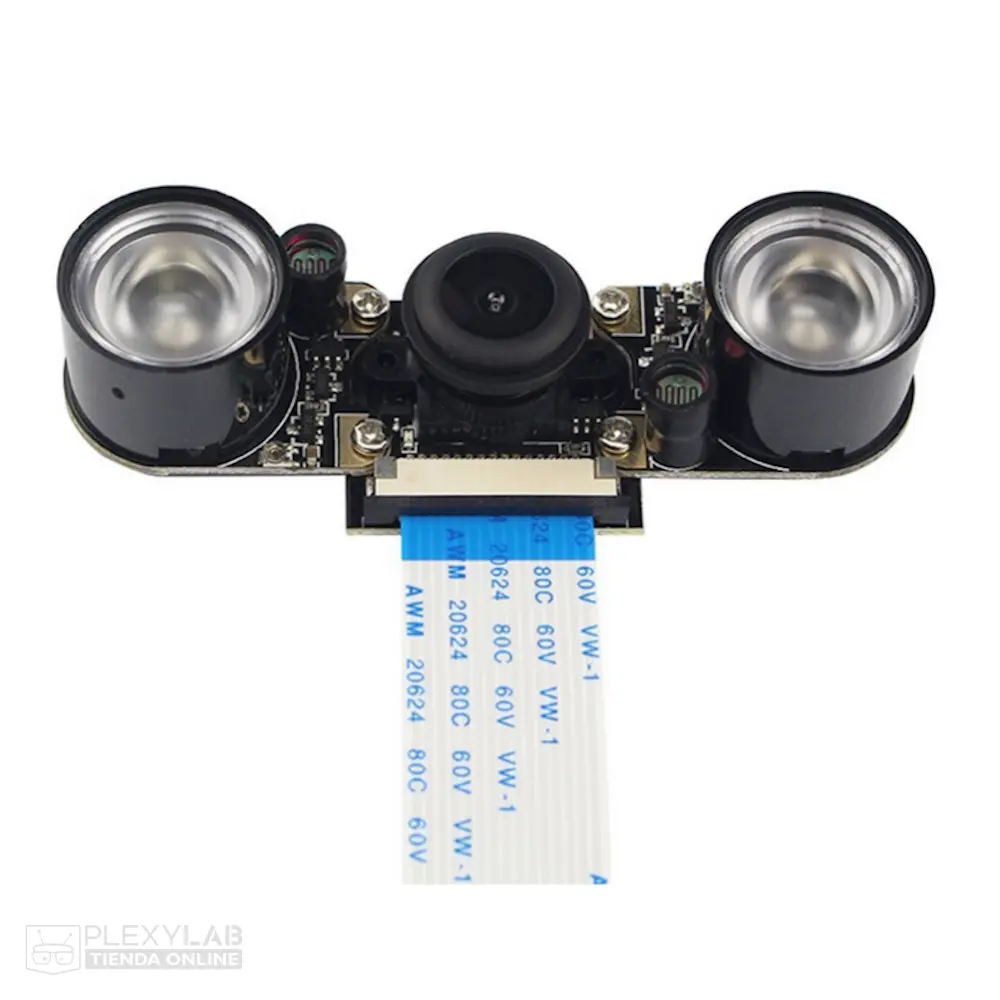 Cámara ojo de pez OV5647 para Raspberry Pi, 5MP 1080p 30FPS, visión nocturna IR, FOV130°, incluye cable Flex CSI