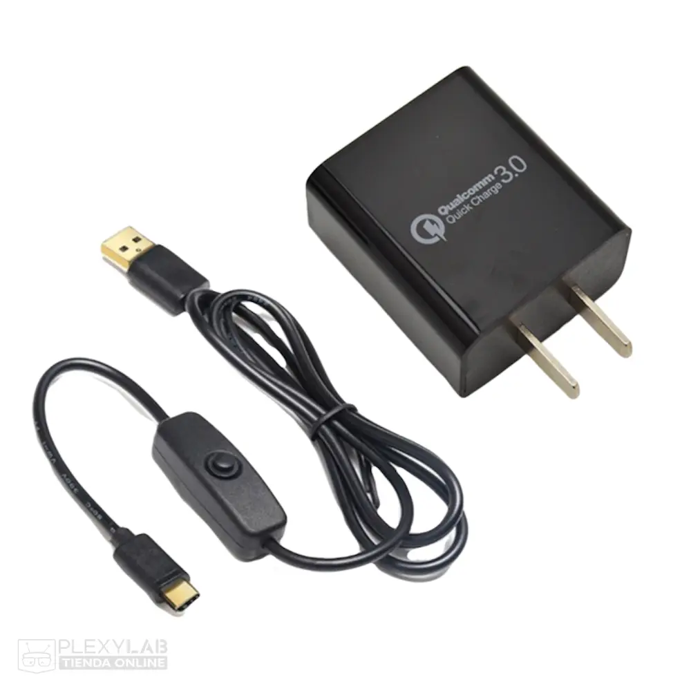 Fuente, cargador 5V 3A para Raspberry Pi 4 + cable USB tipo C con interruptor