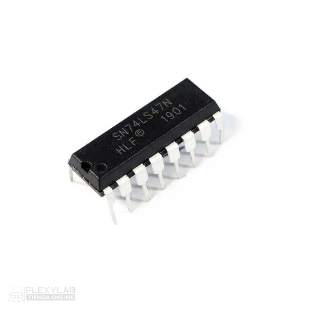 Circuito integrado 74LS47 Decodificador y Controlador BCD a 7 segmentos
