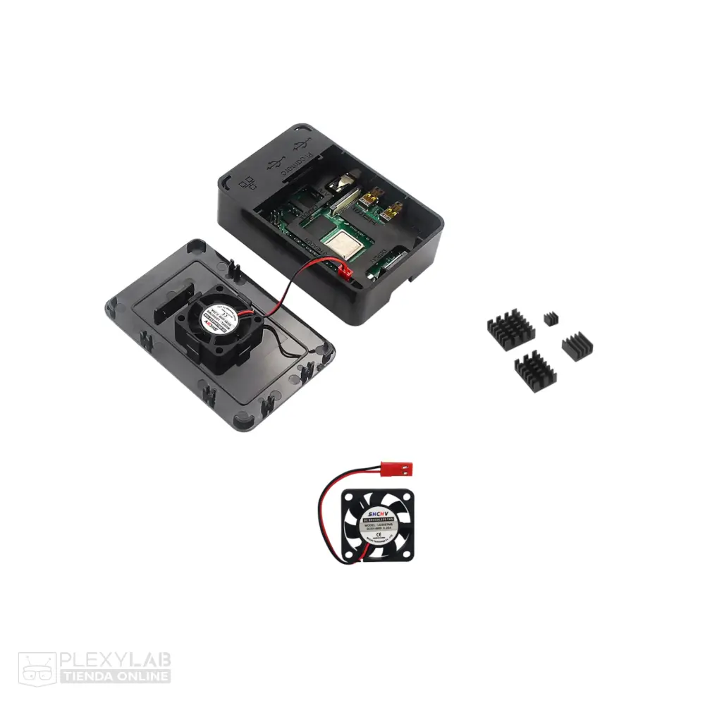 Kit de accesorios básicos para Raspberry Pi 4B, incluye carcasa de ABS, ventilador y 4 disipadores de calor