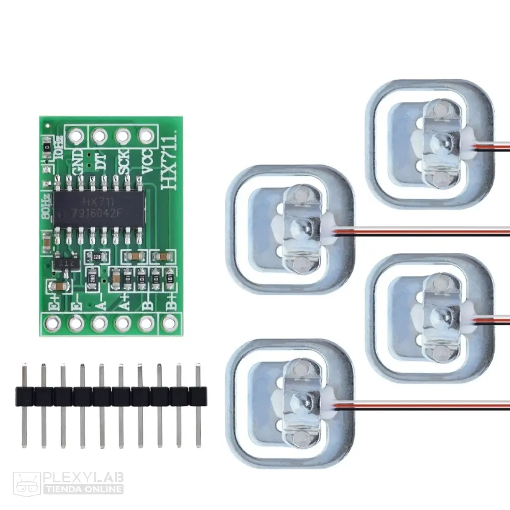 Kit sensor de peso con módulo HX711 y 4 celdas de carga de 50 Kg