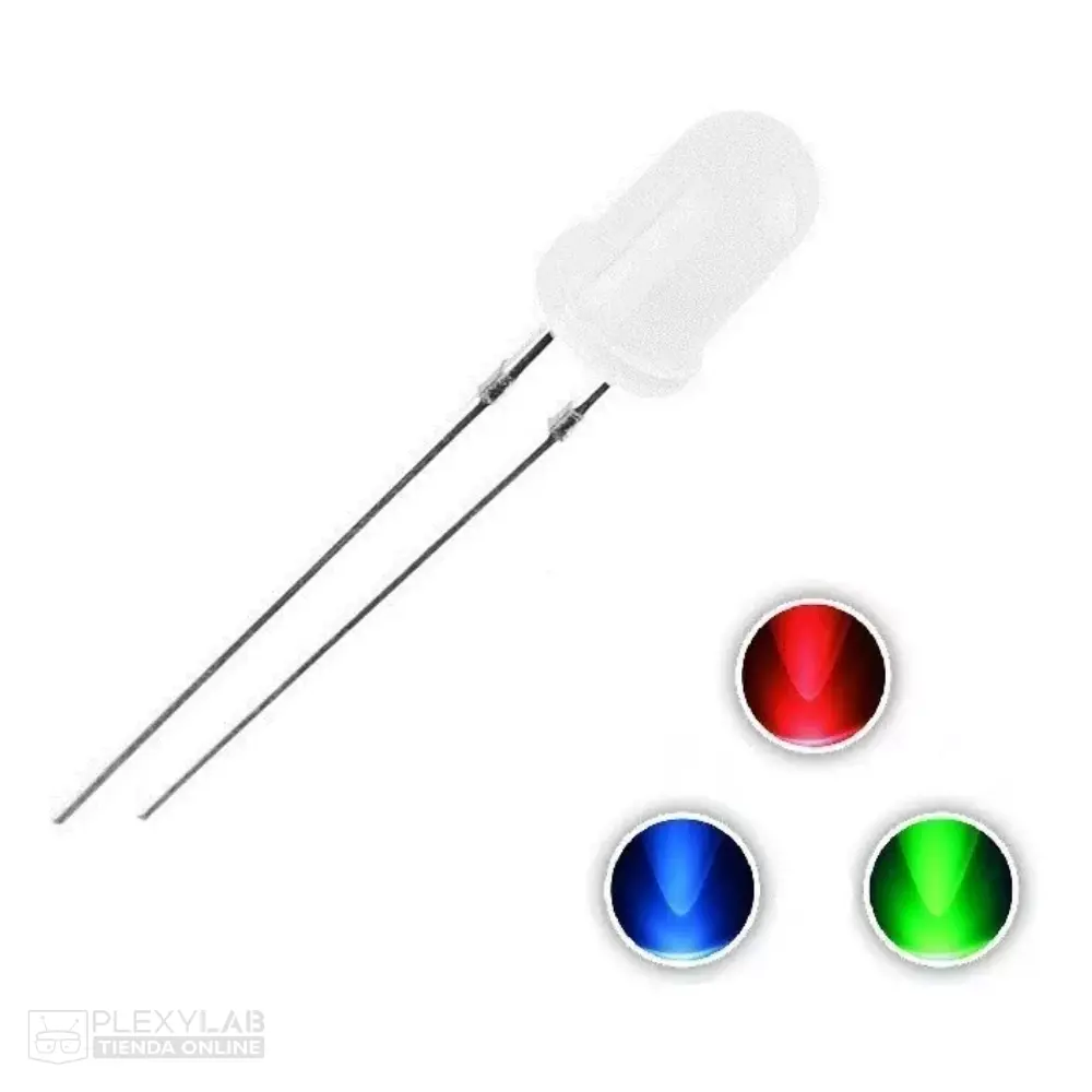LED multicolor RGB de 5 mm intermitente difuso de 2 pines