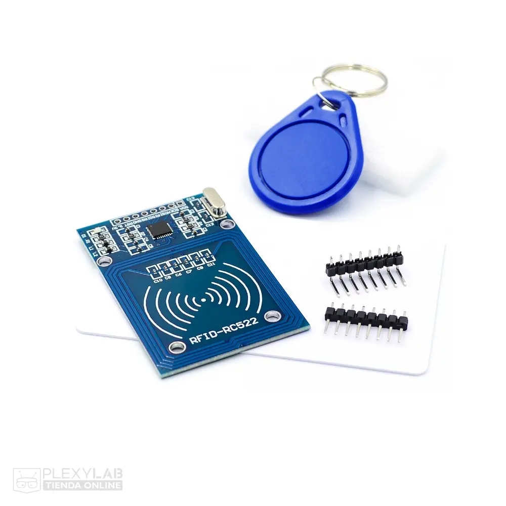 Módulo lector RFID RC522, 13.56 MHz, incluye 1 tarjeta, 1 llavero y 2 peineta