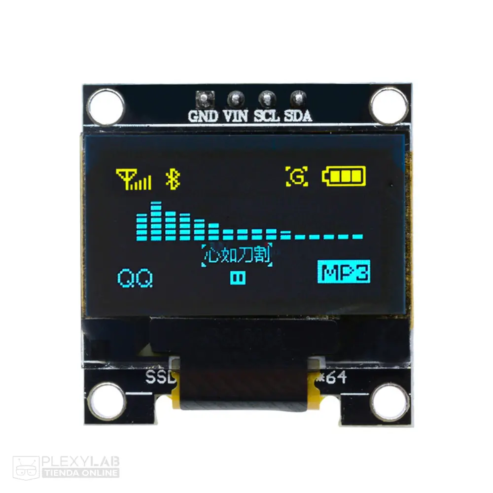 Pantalla LCD OLED SSD1306 I2C de 128x64 y 0.96", color amarillo y azul