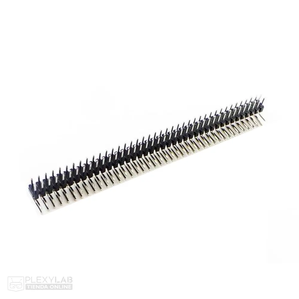 Peineta header macho doble en L, 90°, 2X40 pines, separación 2.54 mm