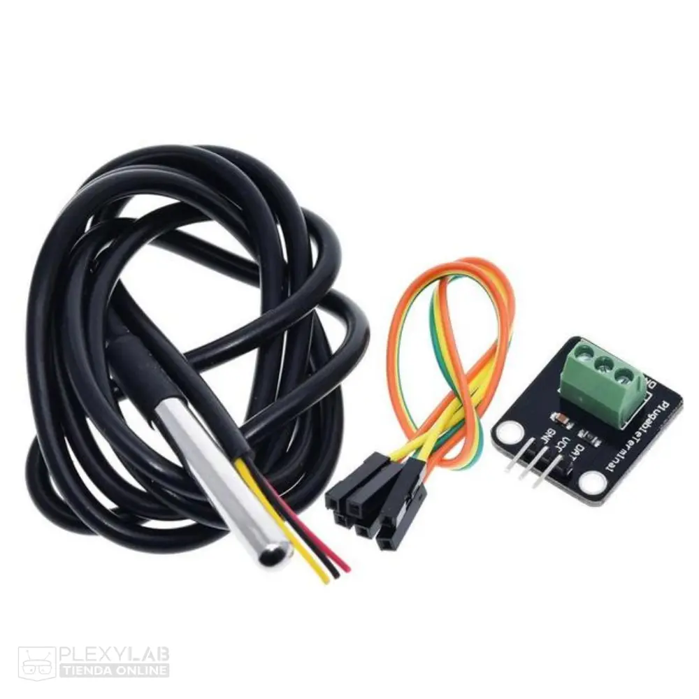 Sonda sensor de temperatura digital DS18B20 de longitud 1 metro con módulo adaptador