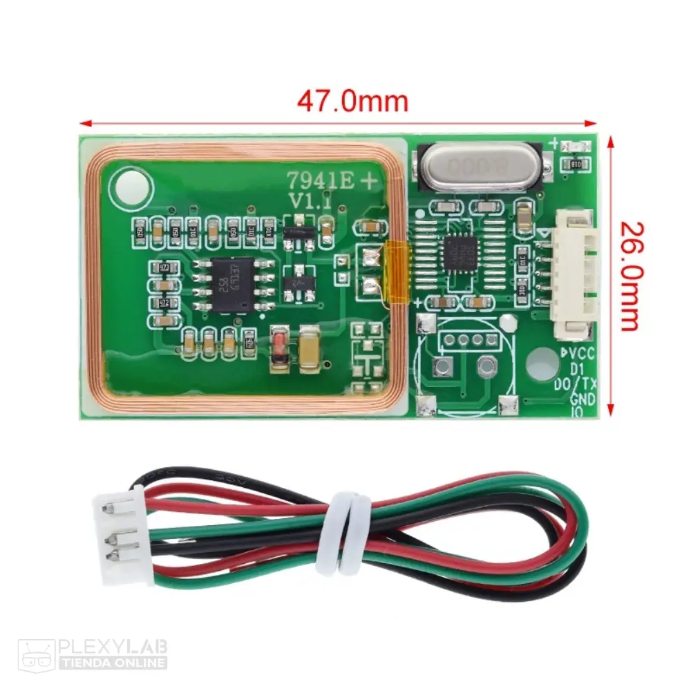 Módulo lector RFID 7491E UART inalámbrico para tarjetas de 125 Khz EM4100