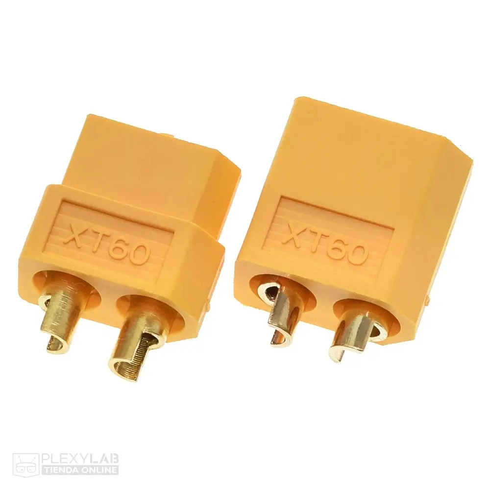 Par de conectores AMASS XT60U 2 pines Macho y Hembra, 20 A, para baterías LiPo