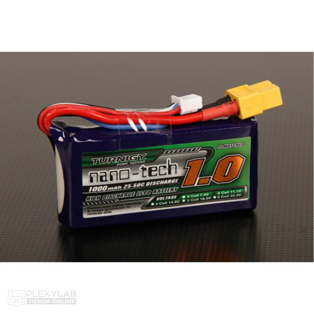 Batería de litio Lipo 3S 25-50C de 1000mAh Turnigy Nano-Tech de 11.1V 3 celdas 