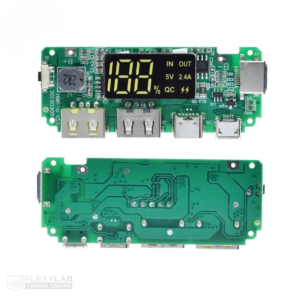 Módulo cargador Power Bank USB Dual 5V 2.4A, con Micro USB y USB Tipo C, circuito de protección integrado, para baterías de litio 18650