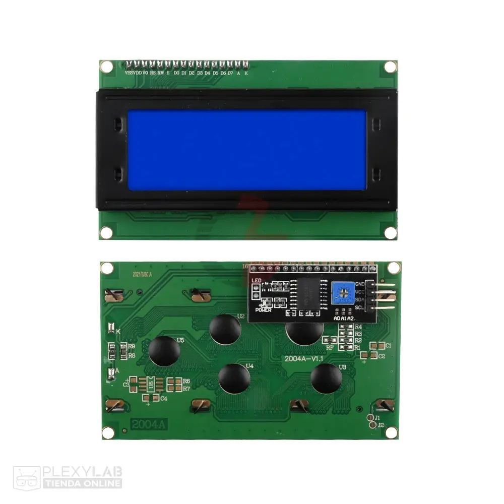 Pantalla LCD 2004 azul, 20x4 caracteres Arduino PIC