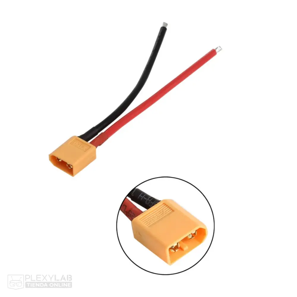 Cable con conector AMASS XT60U 2 pines, 20 A, aislante de silicona AWG 14, para baterías LiPo, longitud 15 cm