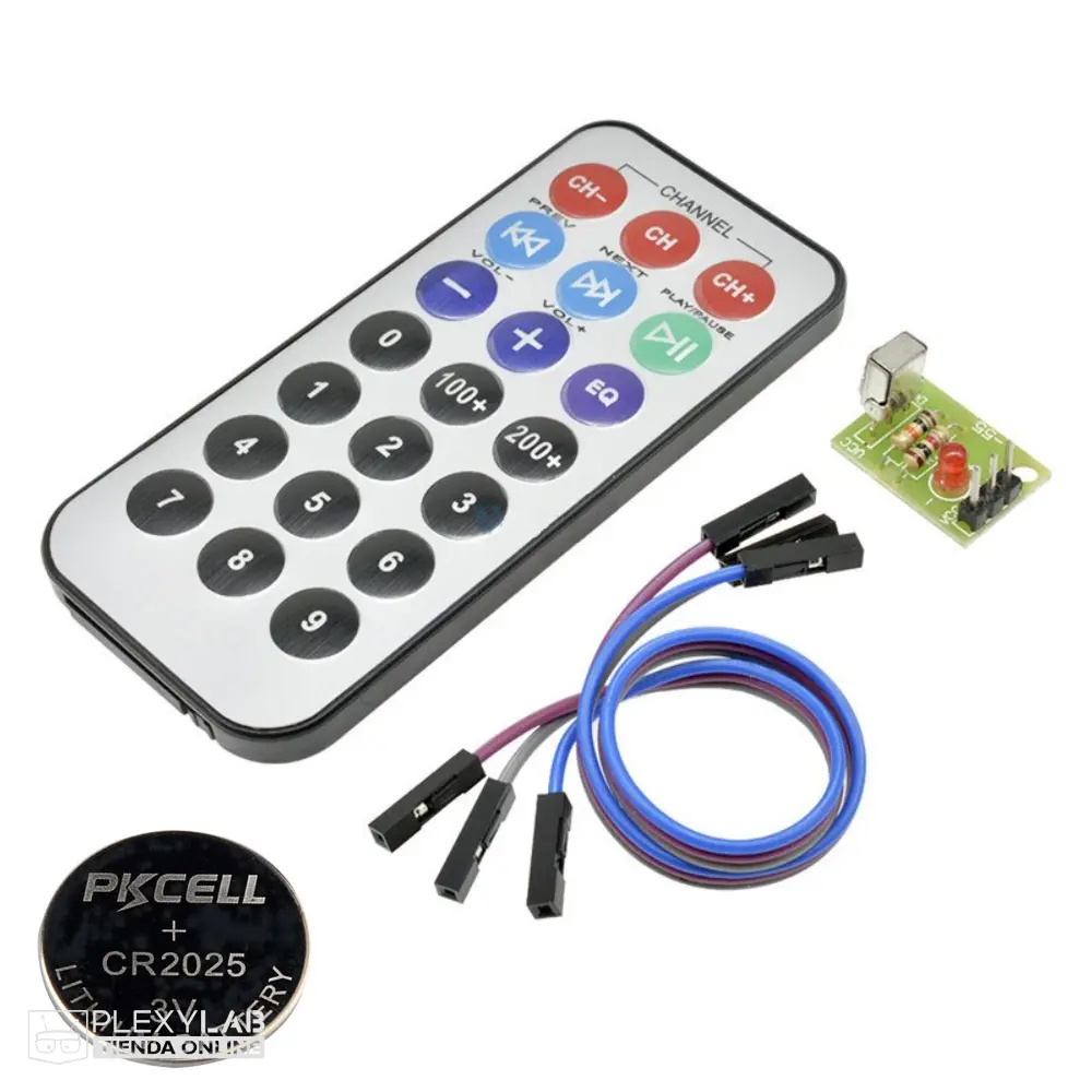 Módulo receptor infrarrojo IR HX1838 y control remoto IR con pila