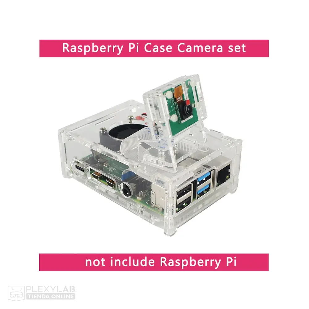 Kit cámara Raspberry Pi OV5647, incluye cámara OV5647 de 5 MP, cable Flex 15cm, soporte de acrílico, case RPi, ventilado