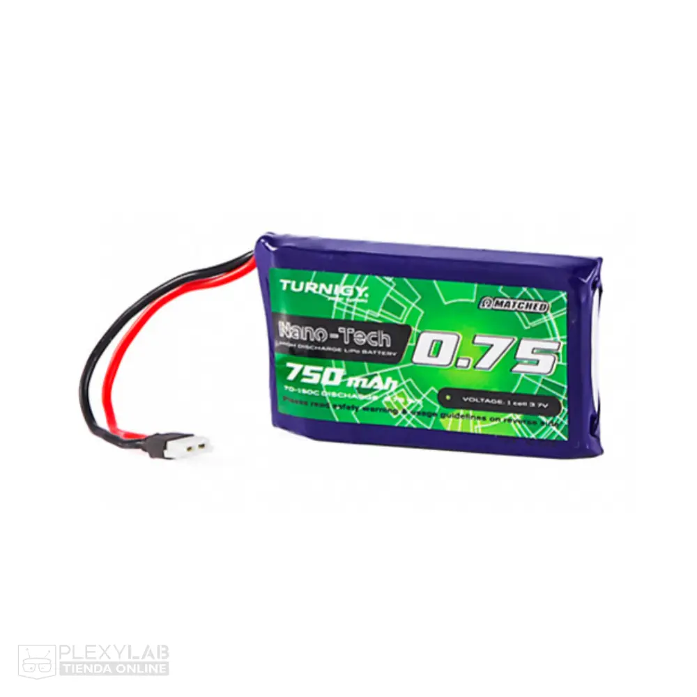 Batería de litio Lipo 1S 70-150C de 750mAh Turnigy Nano-Tech de 3.7V 1 celda