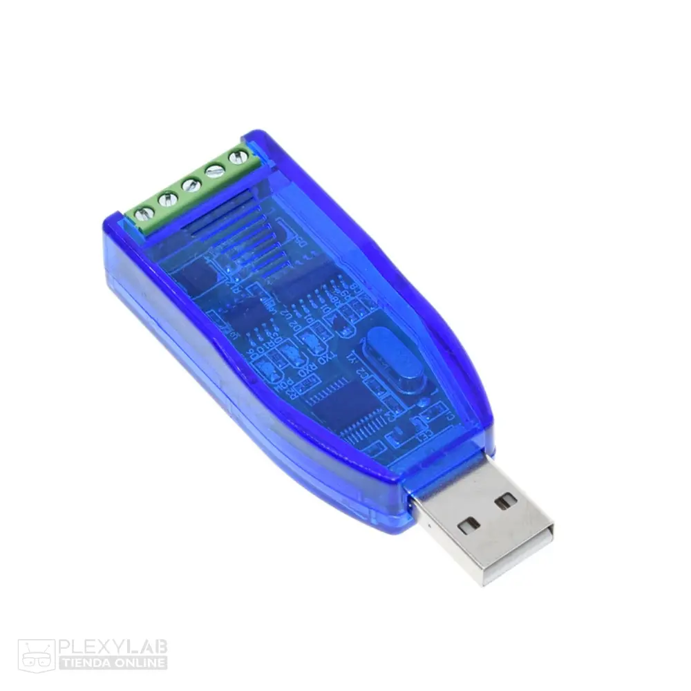 Convertidor industrial USB a RS485 con driver CH340 carcasa azul, compatible con Arduino
