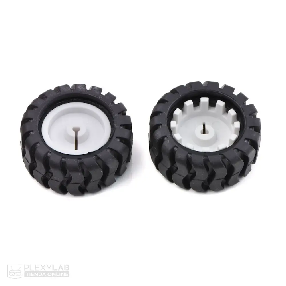 Par de ruedas, llantas Pololu 42x19mm, agujero eje 3mm tipo D