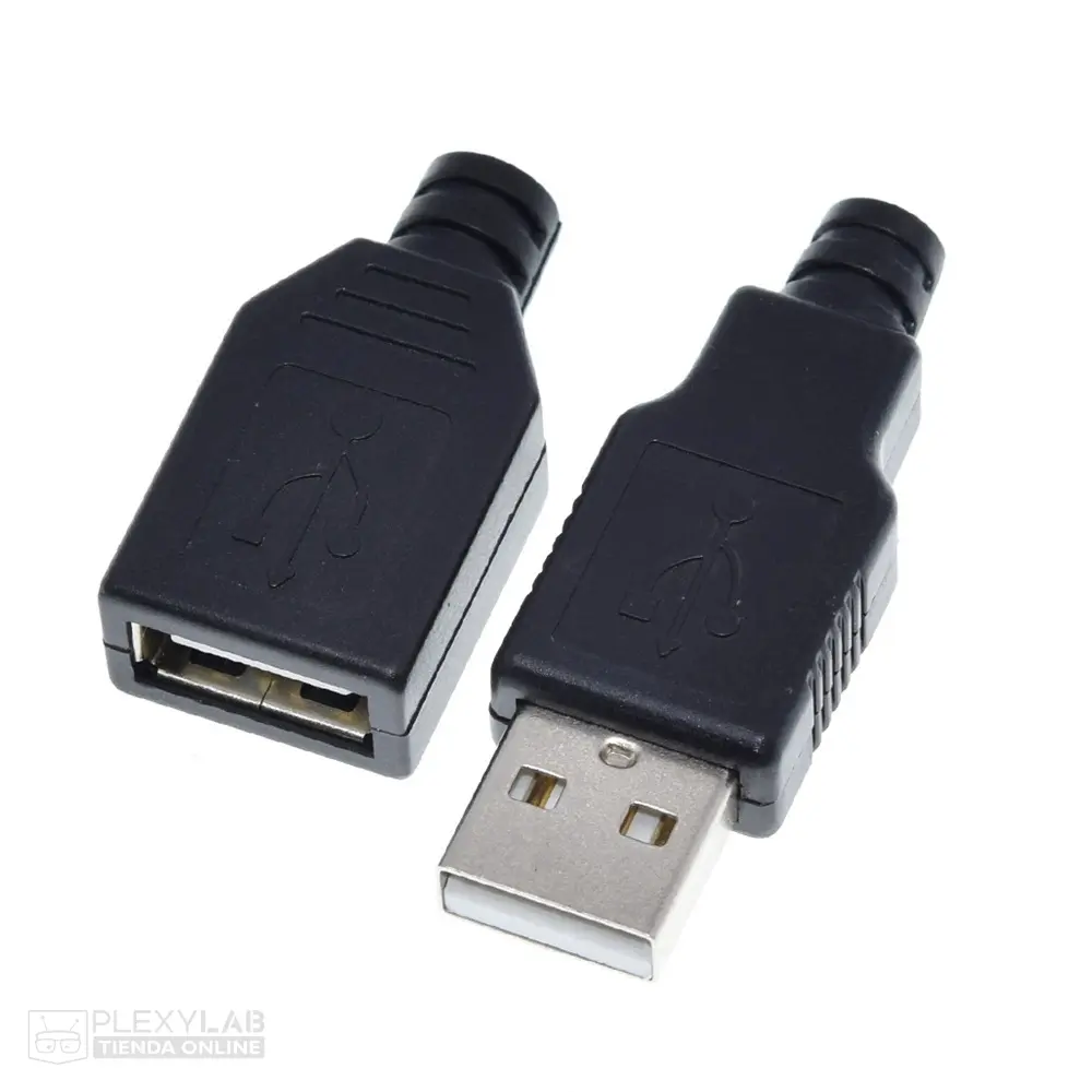 Par de conectores USB tipo A macho y hembra de 4 pines