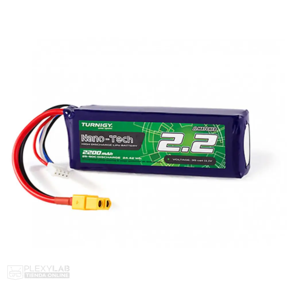 Batería de litio Lipo 3S 25-50C de 2200mAh Turnigy Nano-Tech de 11.1V 3 celdas 