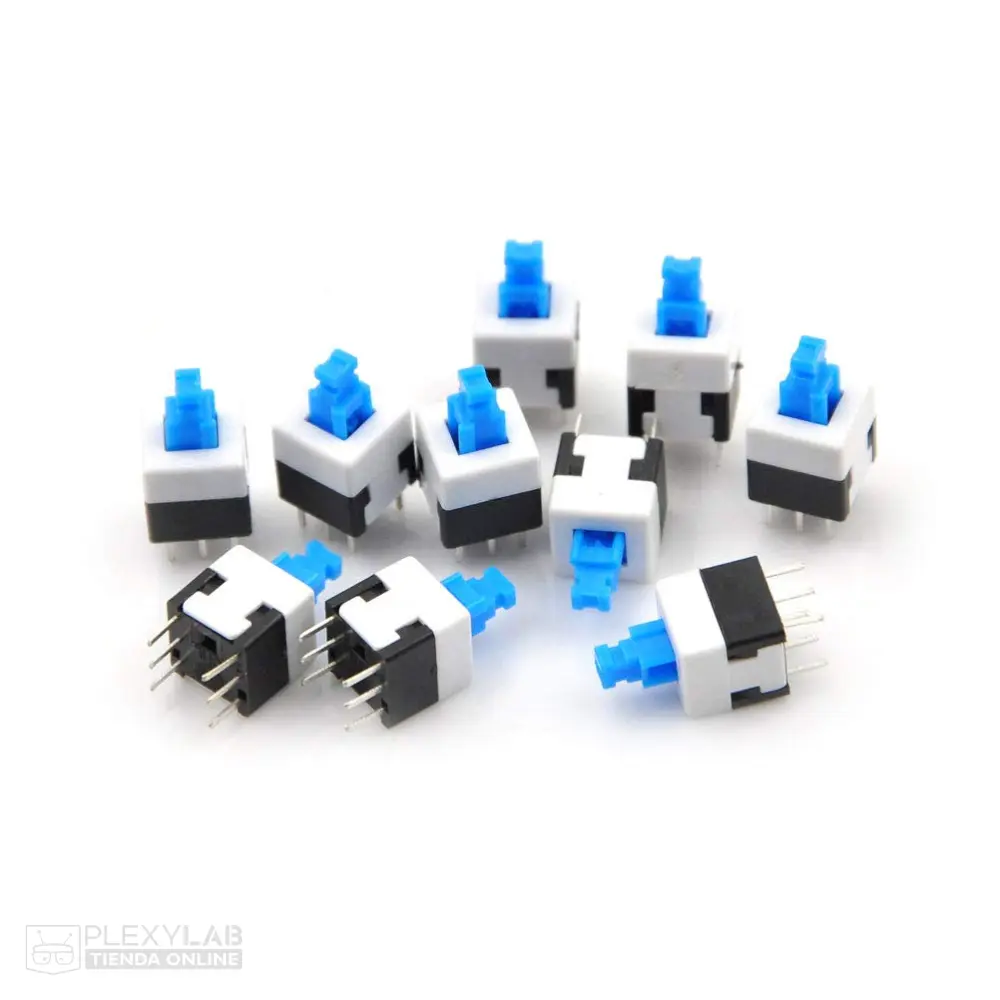 Interruptor switch azul-blanco de 6 pines de 8x8 mm 2.54 mm